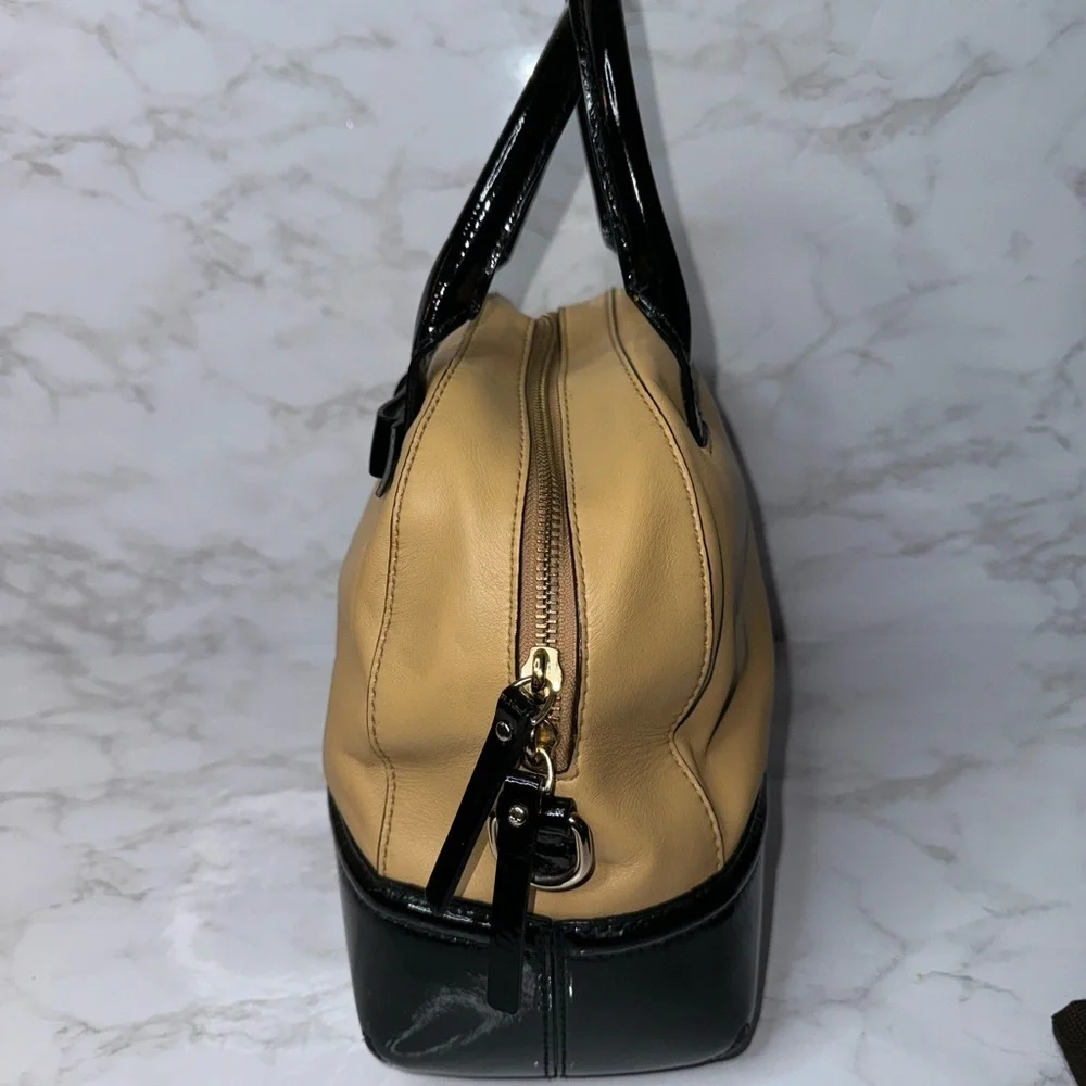 Vintage KATE SPADE Chelsea Park Porter Satchel/Shoulder in beige & black Leather